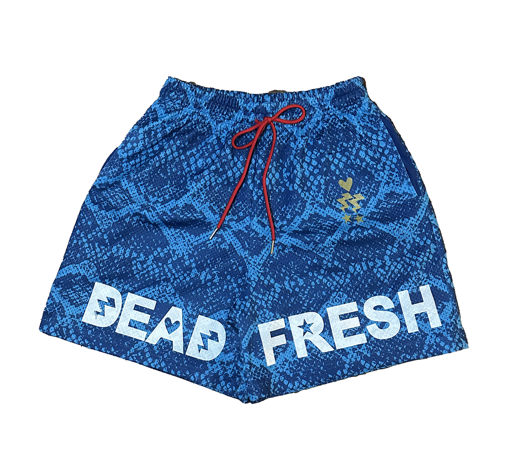 Blue snakeskin shorts outlet