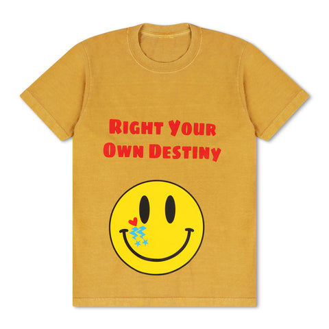 Smiling Faces Tee - Mustard