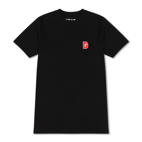 Die-Cut Embroidered D T-Shirt - Black
